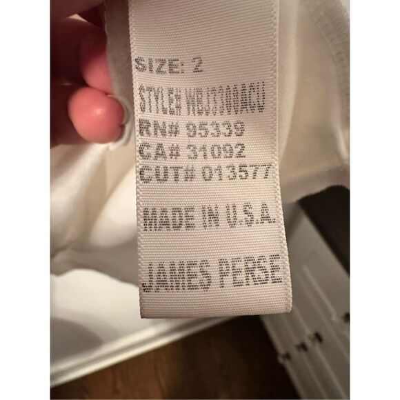 James press v neck basic long sleeve tee shirt Sz 2 medium white NEW cotton Lycr - Picture 2 of 5